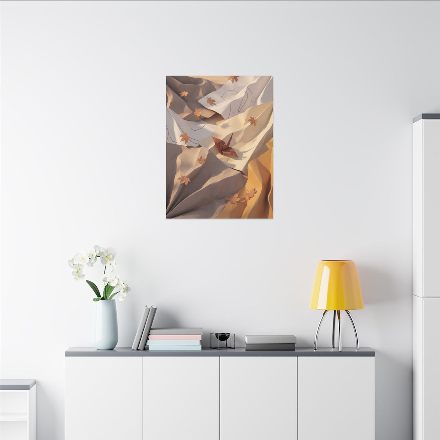 Autumn Paper Fold Minimal Line Canvas Art | Cozy Decor