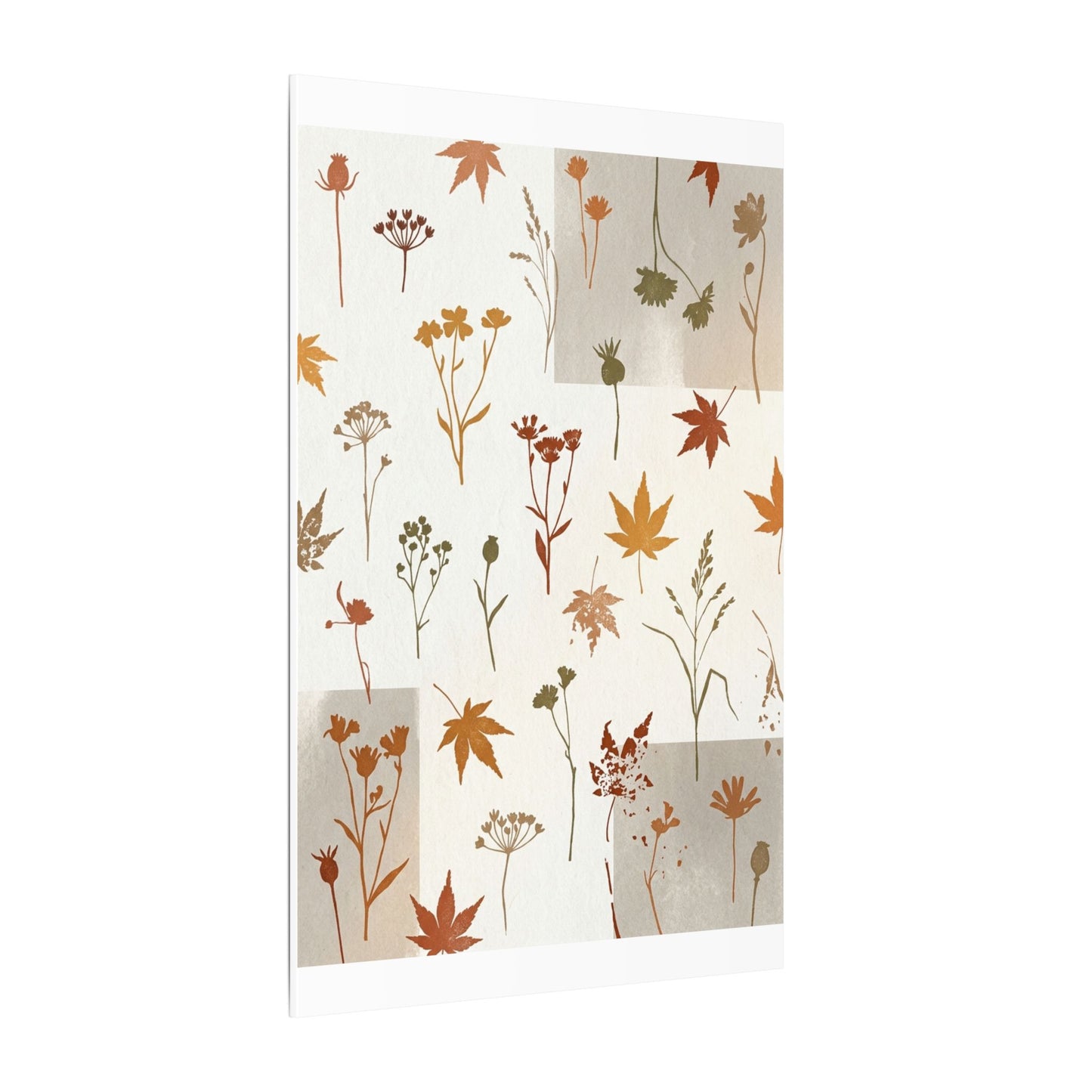 Autumn Dried Flowers Japanese Pattern Canvas Art | Elegant Decor