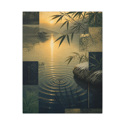 Zen Water Ripple in Golden Hour | Ukiyo E Inspired Canvas Art