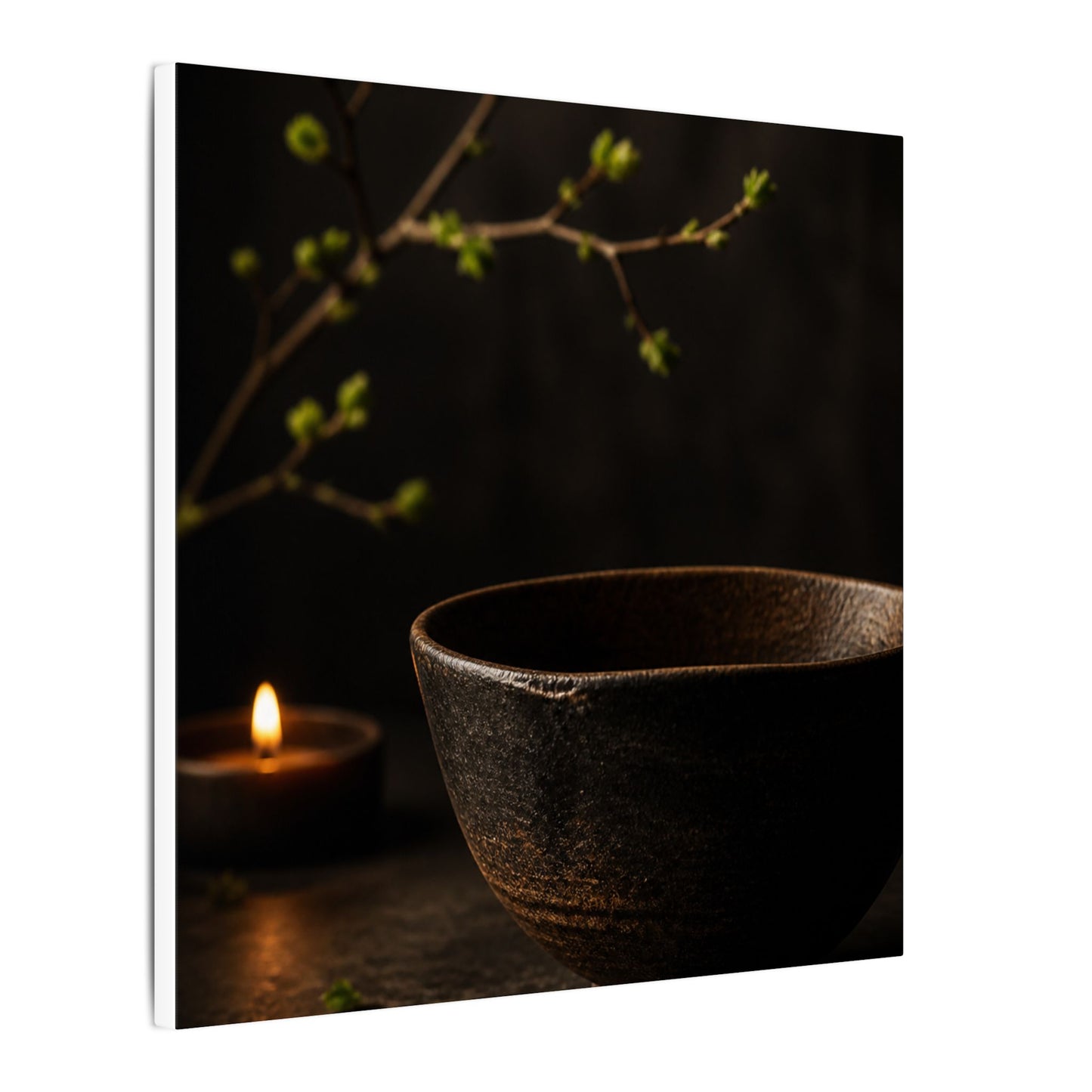 Moody Ceramic Bowl Canvas Art - Shadow Zen Dark Japandi