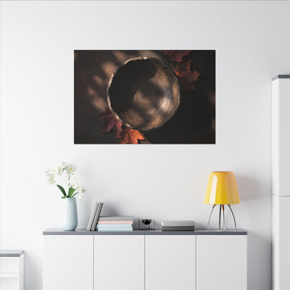 Ceramic Bowl Canvas Art | Autumn Dark Japandi Dark Texture Art