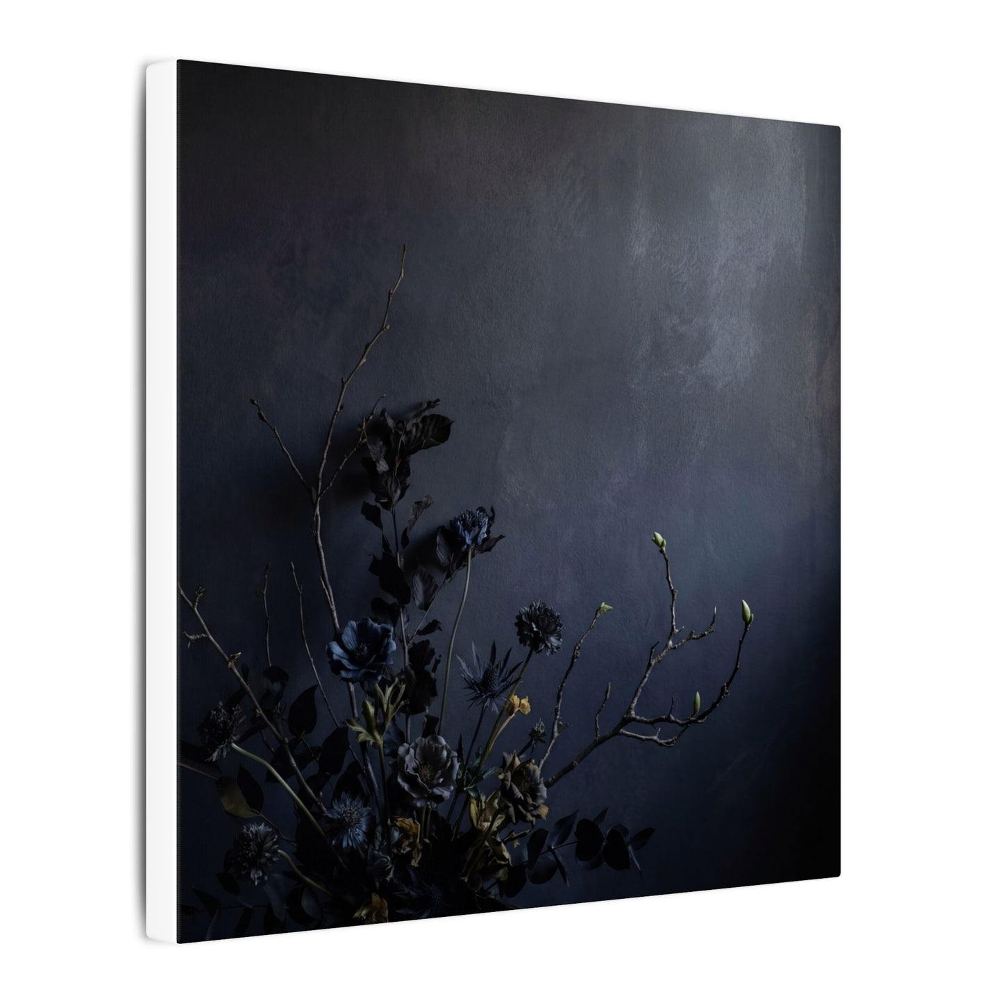 Dried Flowers Spring Canvas Art | Dark Japandi Moody Design