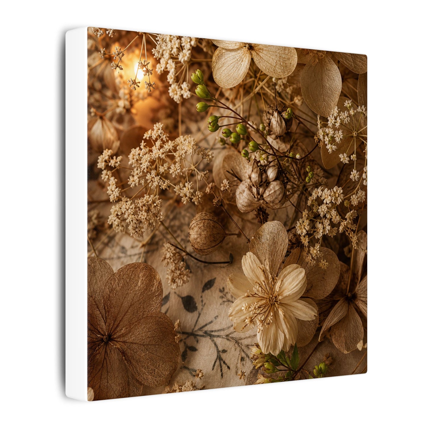 Spring Dried Flowers Japanese Pattern Canvas Art | Earthy Decor