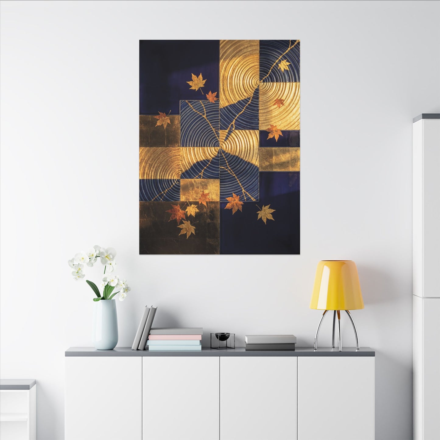 Autumn Water Ripple Crackle Gold Canvas Art | Artful Decor