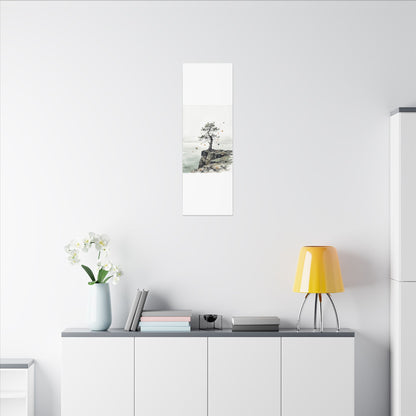 Japandi Pine Tree in Overcast | Watercolor Canvas Art