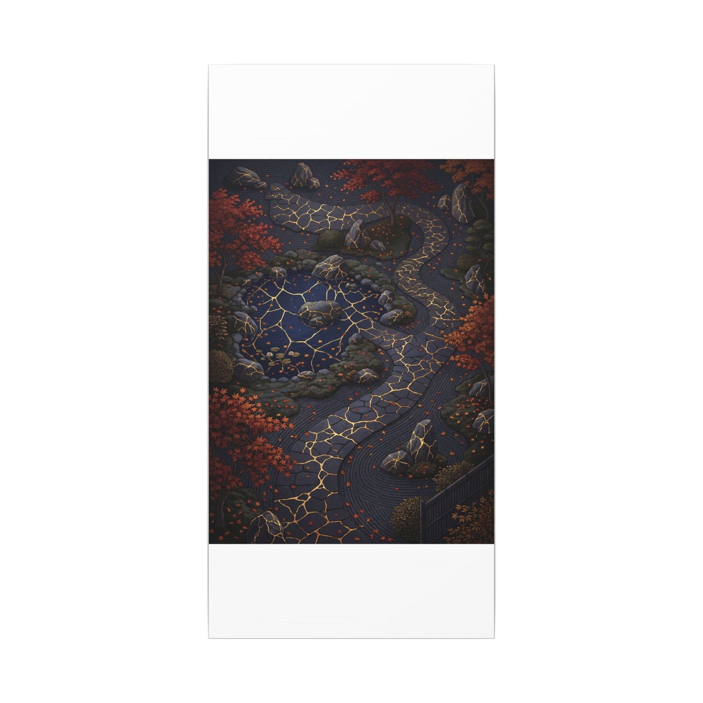 Moonlit Garden Gold Vein Canvas Art | Resilient Kintsugi Art
