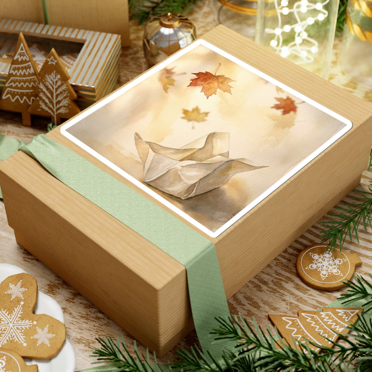 Paper Fold Autumn Sticker | Japandi Elegant Design Art Print