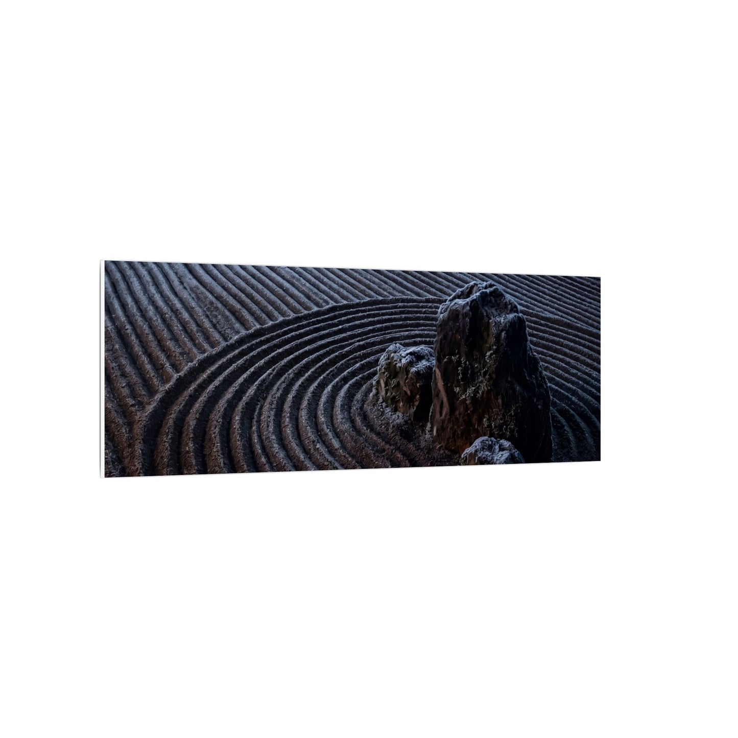 Moonlight Rock Garden Canvas Art - Dark Japandi Seijaku