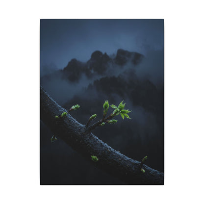 Moonlight Mountain Mist Canvas Art - Dark Japandi Kanso
