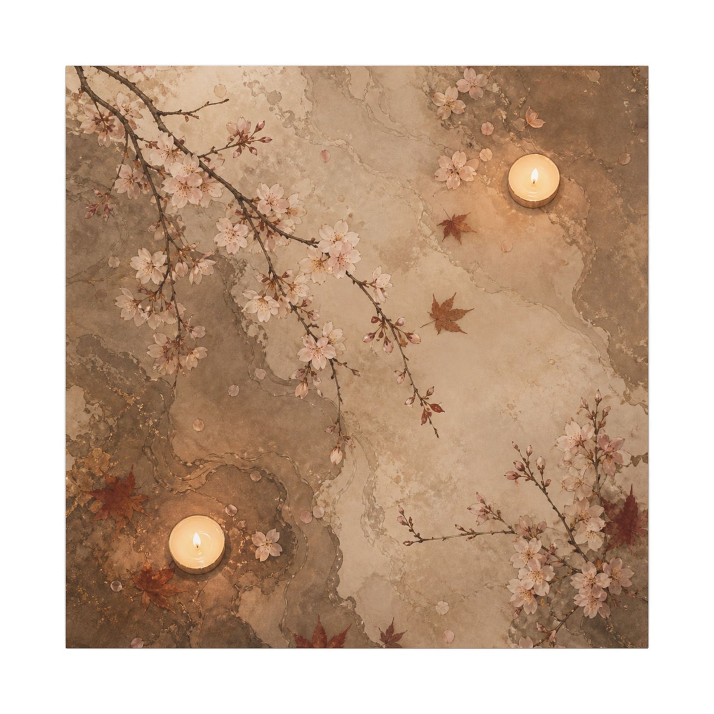 Cherry Blossom Canvas Art | Autumn Japandi Japanese Pattern Art