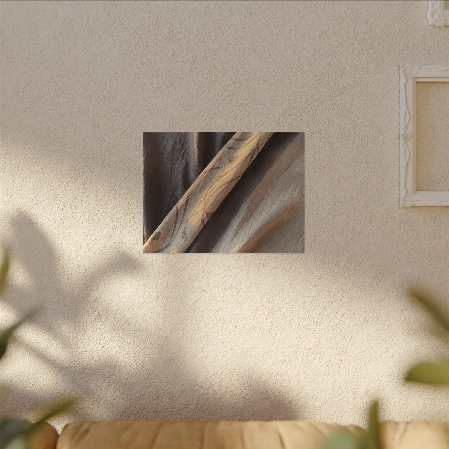 Warm Silk Drape Canvas Art - Japanese Pattern Japandi