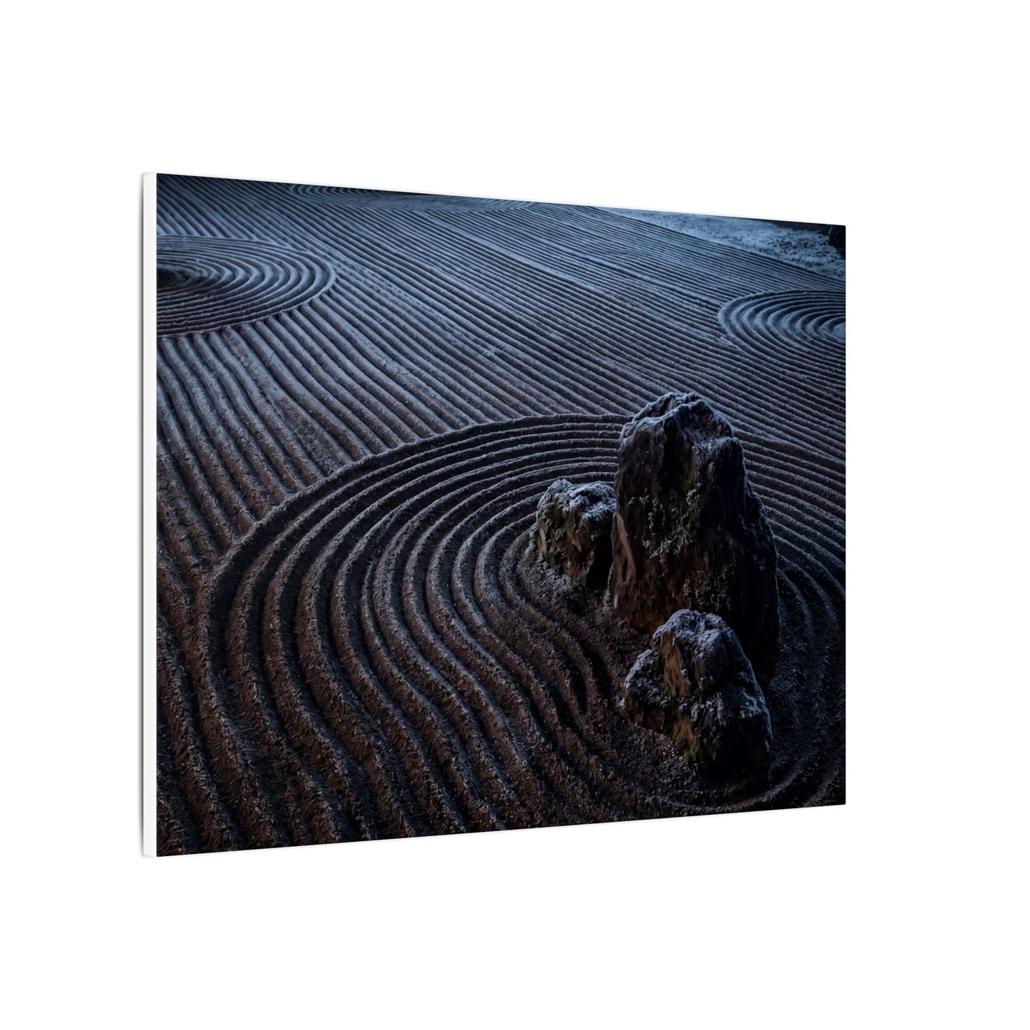 Moonlight Rock Garden Canvas Art - Dark Japandi Seijaku