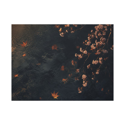 Golden Hour Cherry Blossom Canvas Art - Dark Japandi Kanso