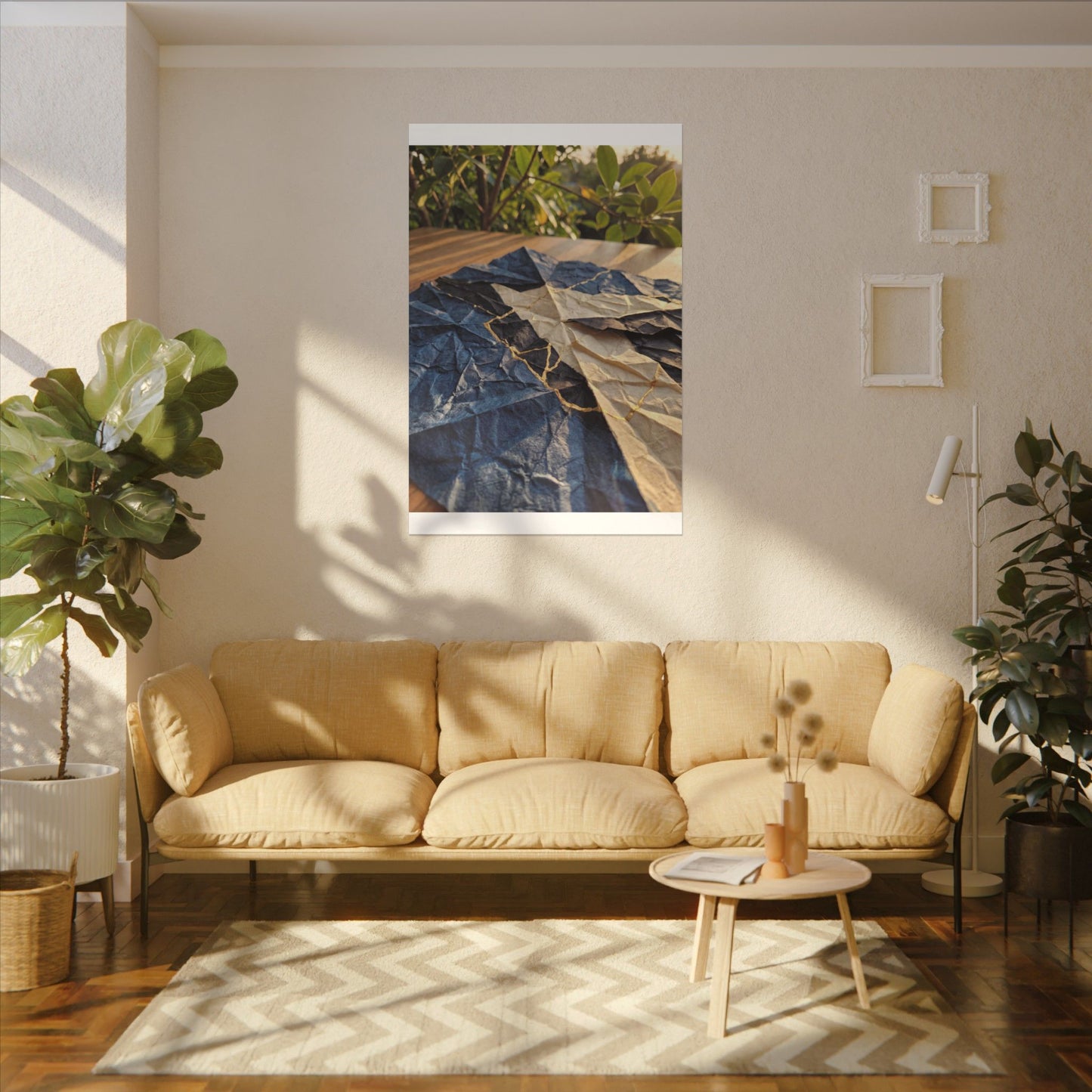 Golden Hour Paper Fold Canvas Art - Kintsugi Ma