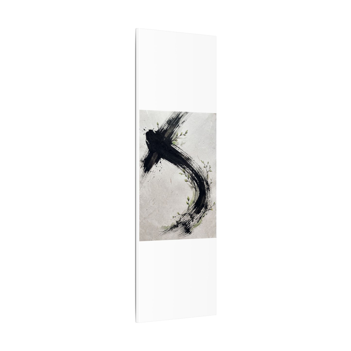 Ink Brushstroke Spring Canvas Art | Dark Japandi Sophisticated Design