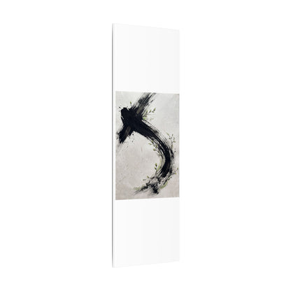 Ink Brushstroke Spring Canvas Art | Dark Japandi Sophisticated Design