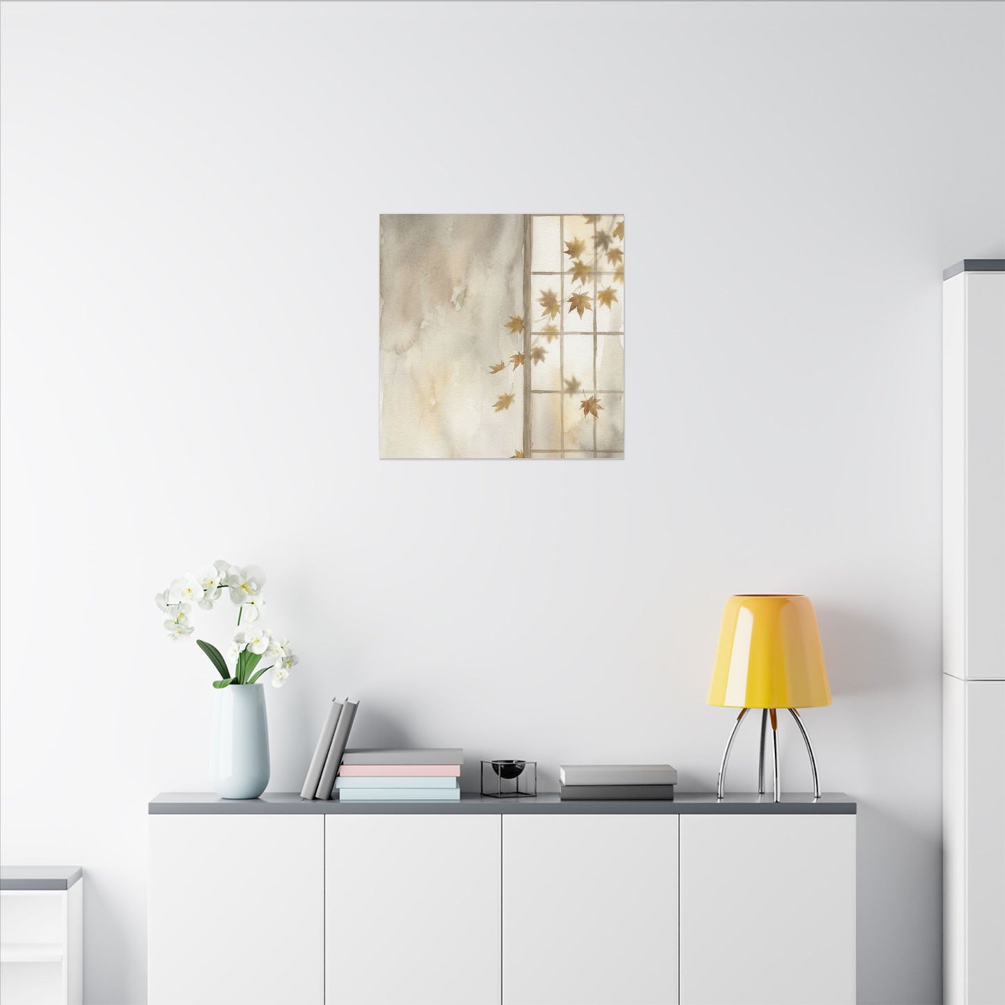 Warm Shoji Screen Canvas Art - Watercolor Japandi