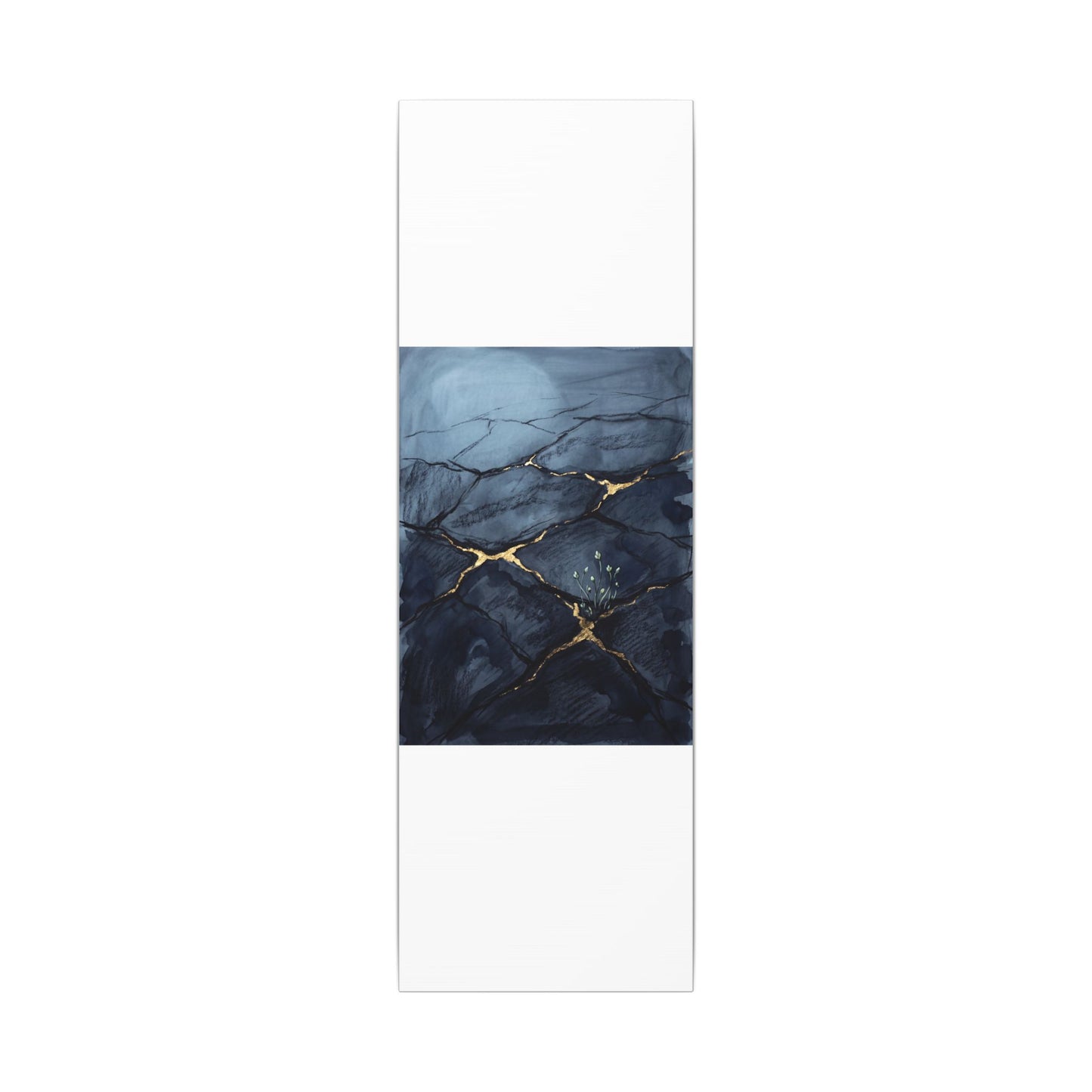 Mono No Aware Cracked Earth Canvas Art - Dark Japandi Charcoal Ink