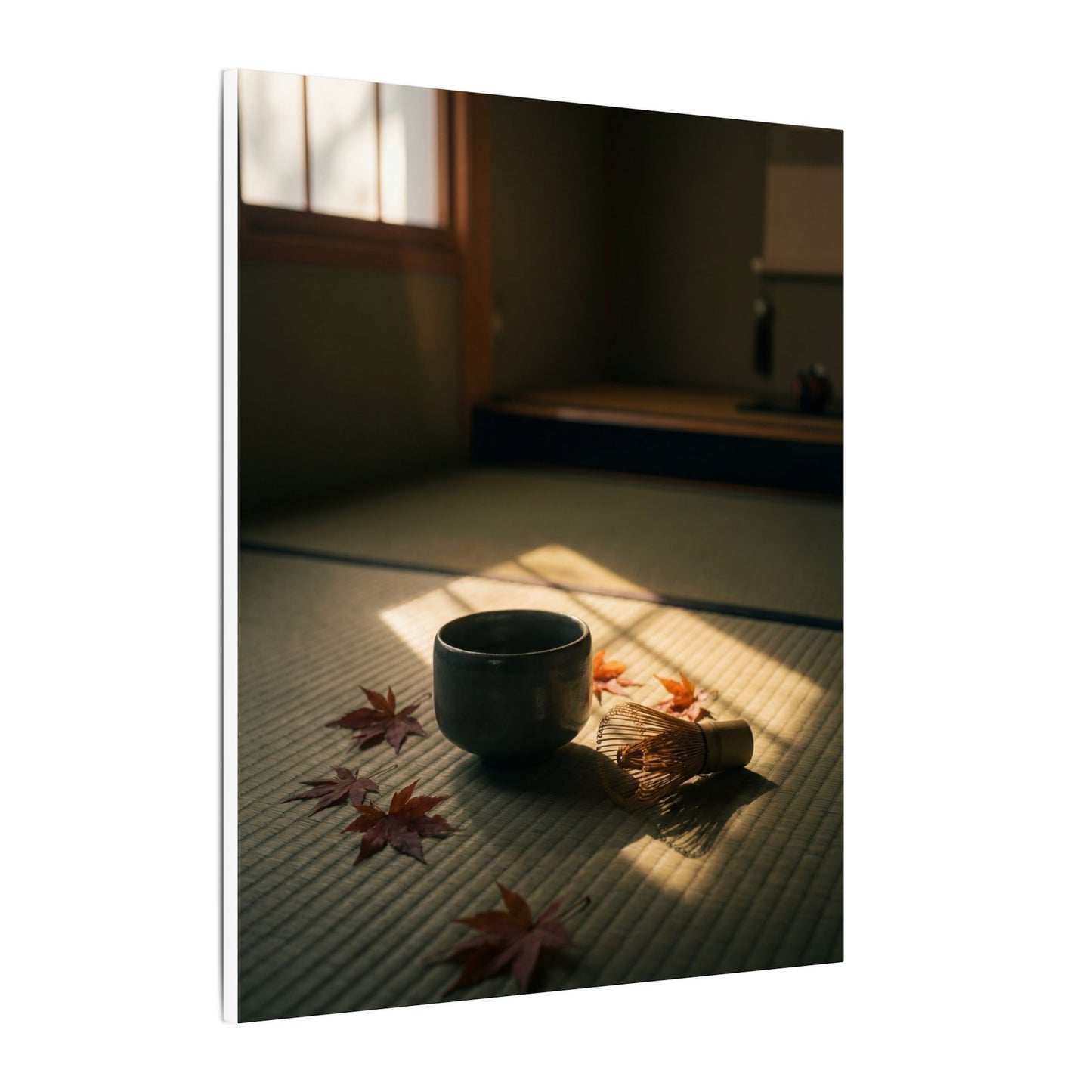 Dark Japandi Tea Ceremony in Golden Hour | Moody Minimal Canvas Art