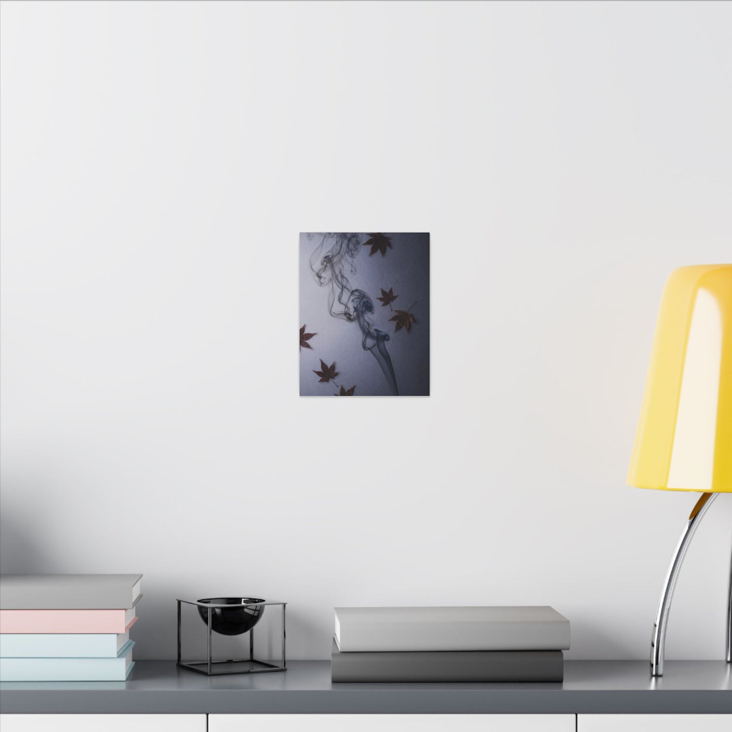 Dark Japandi Incense Smoke in Dawn | Moody Minimal Canvas Art