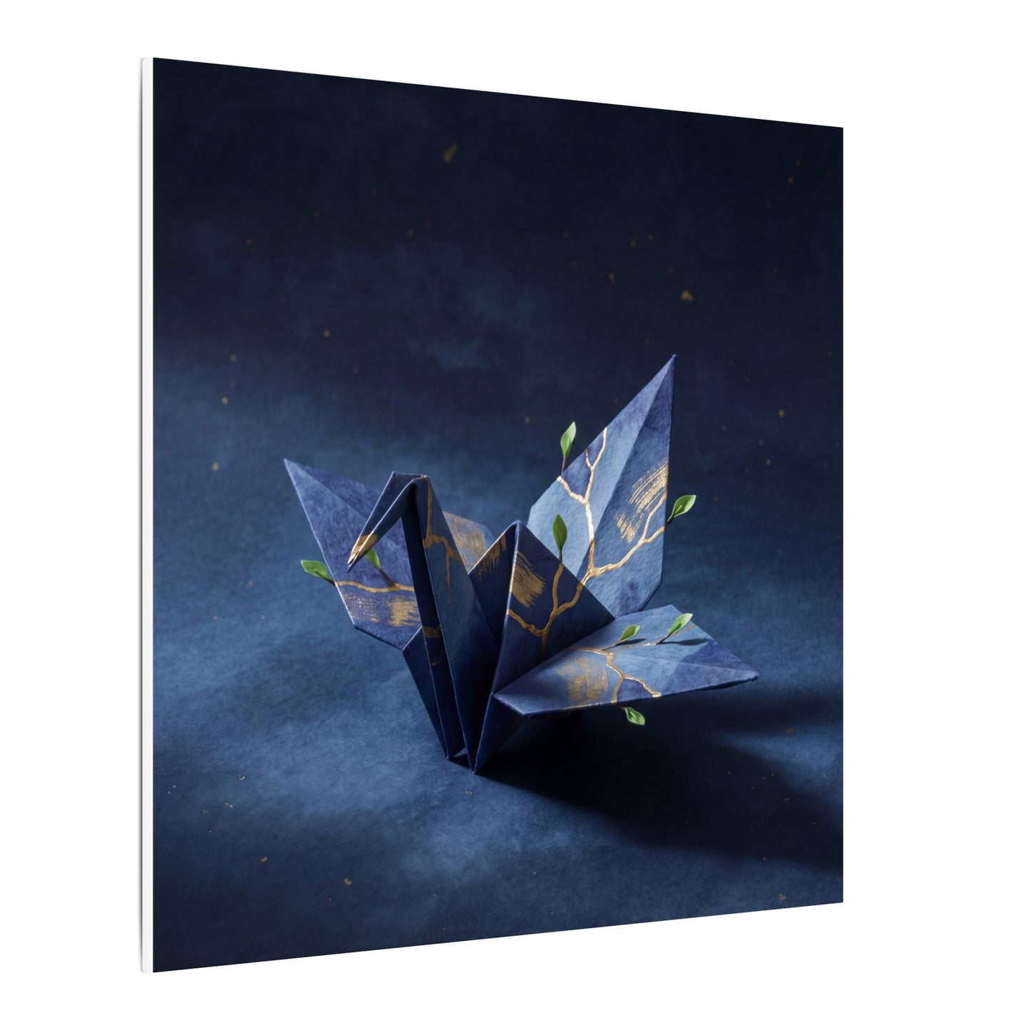 Kintsugi Paper Fold in Moonlight | Crackle Gold Canvas Art