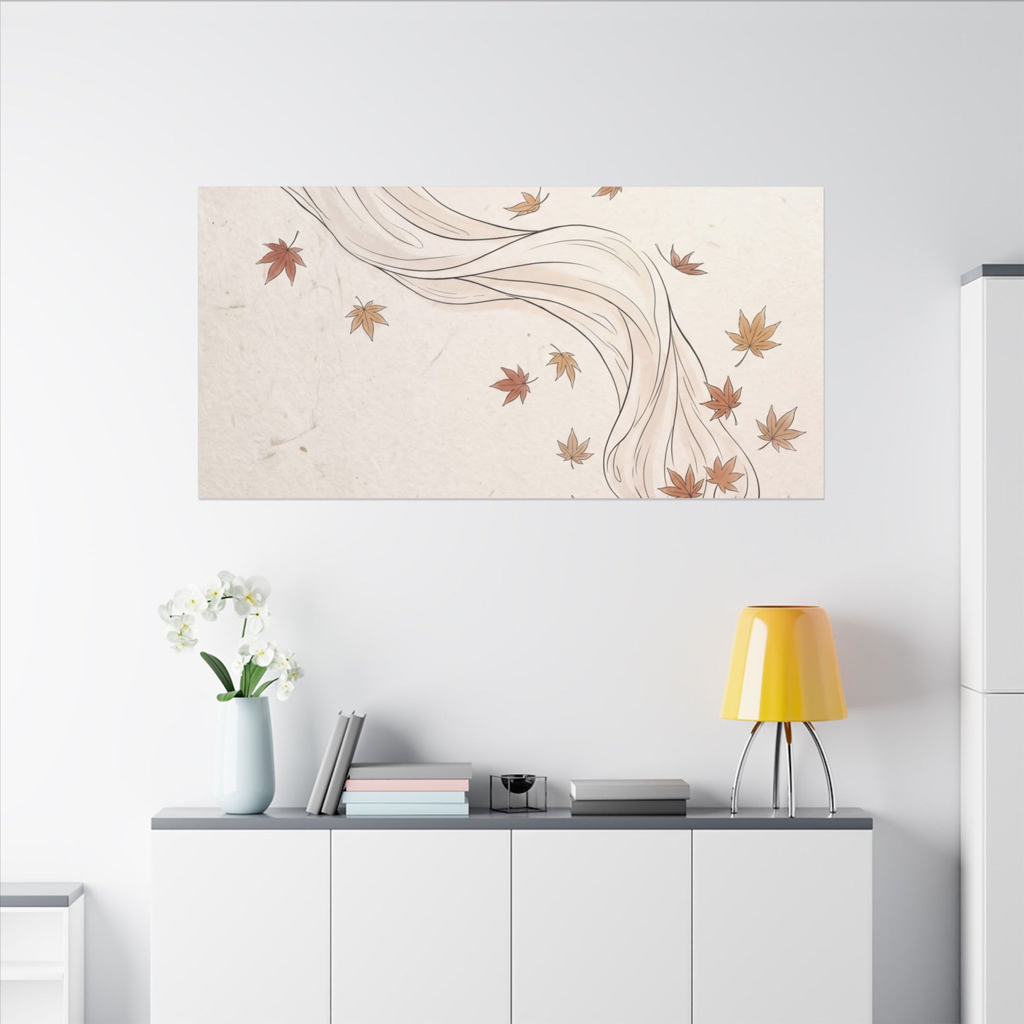 Japandi Silk Drape in Dawn | Minimal Line Canvas Art