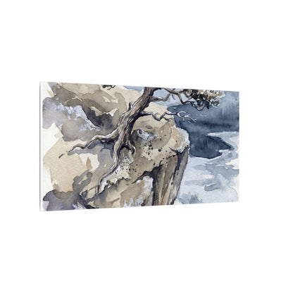 Pine Tree Canvas Art | Winter Japandi Watercolor Art