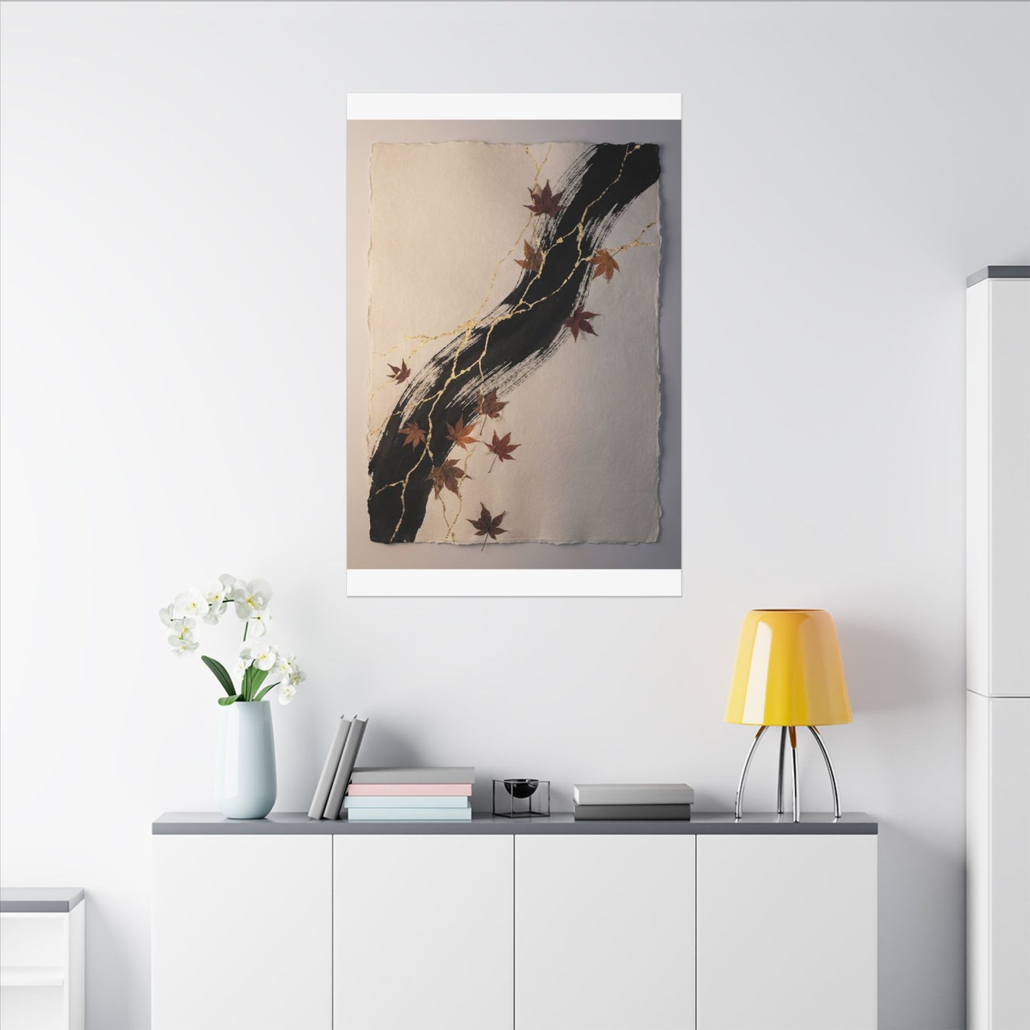 Dawn Ink Brushstroke Canvas Art - Kintsugi Ma