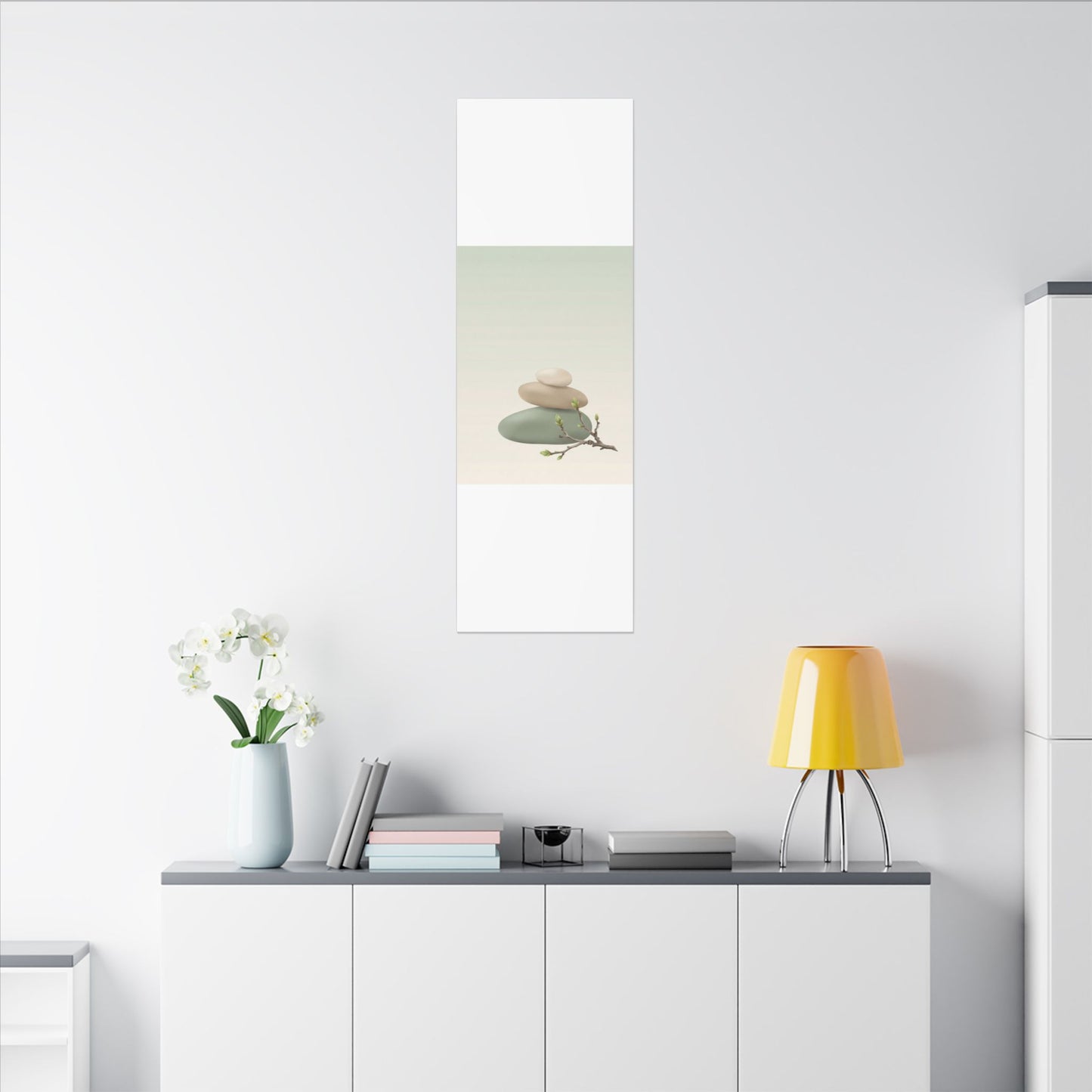 Dawn River Stones Canvas Art - Japandi Fukinsei