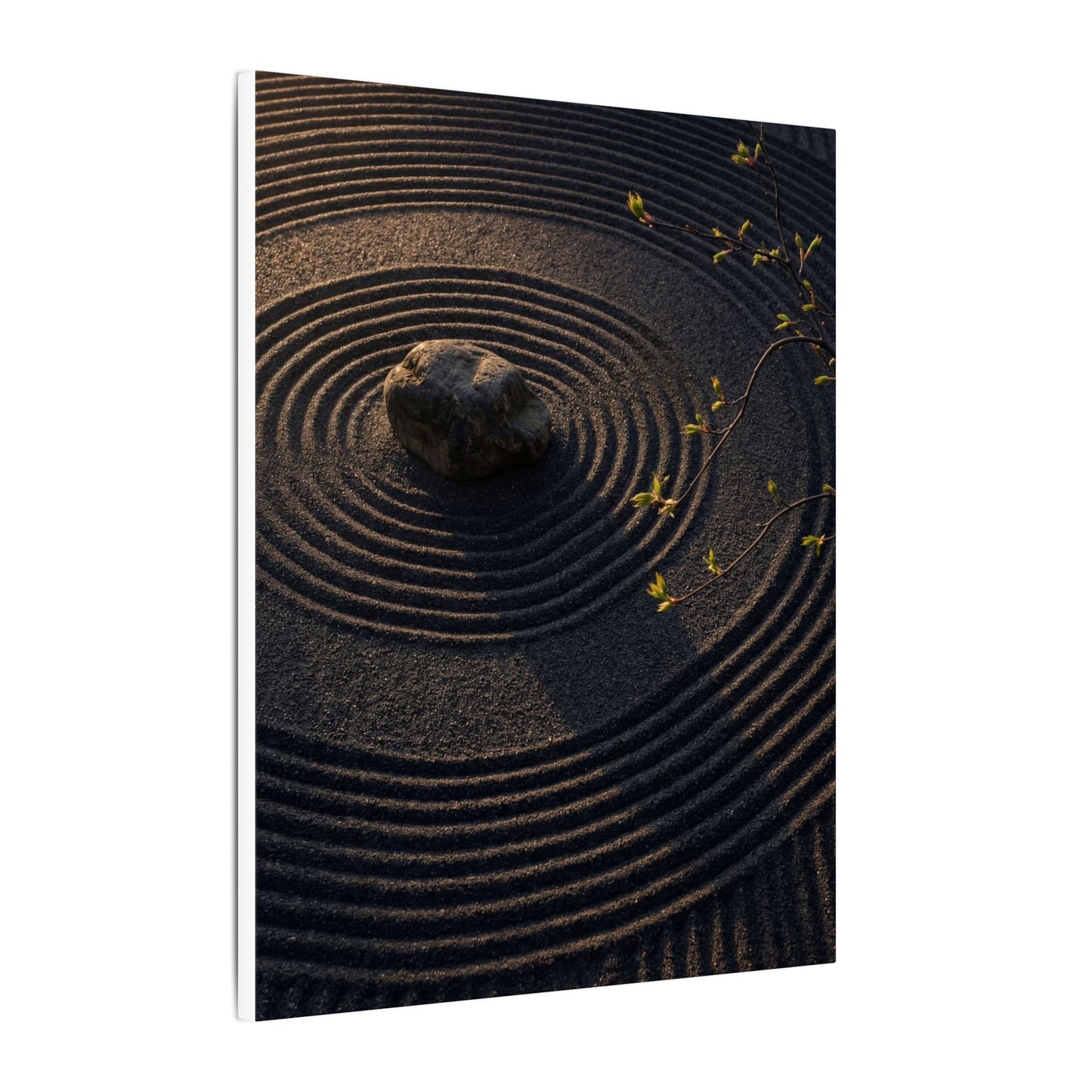 Rock Garden Shadow Zen Canvas Art | Bold Dark Japandi Art