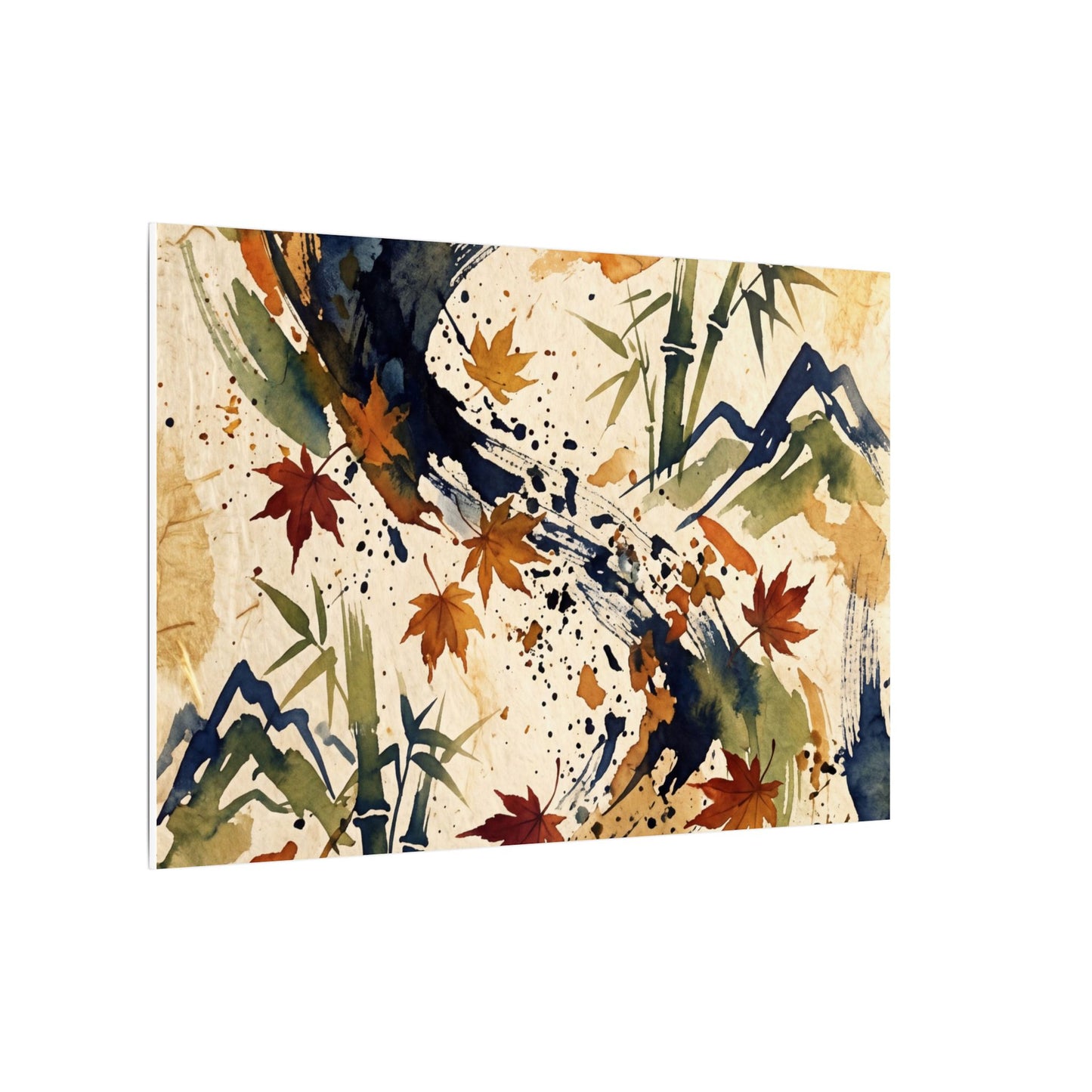 Golden Hour Ink Brushstroke Canvas Art - Zen Shibui