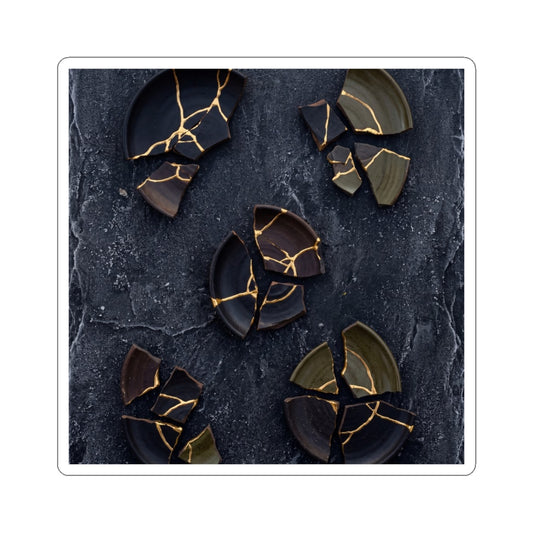 Broken Pottery Winter Sticker | Dark Japandi Moody Design