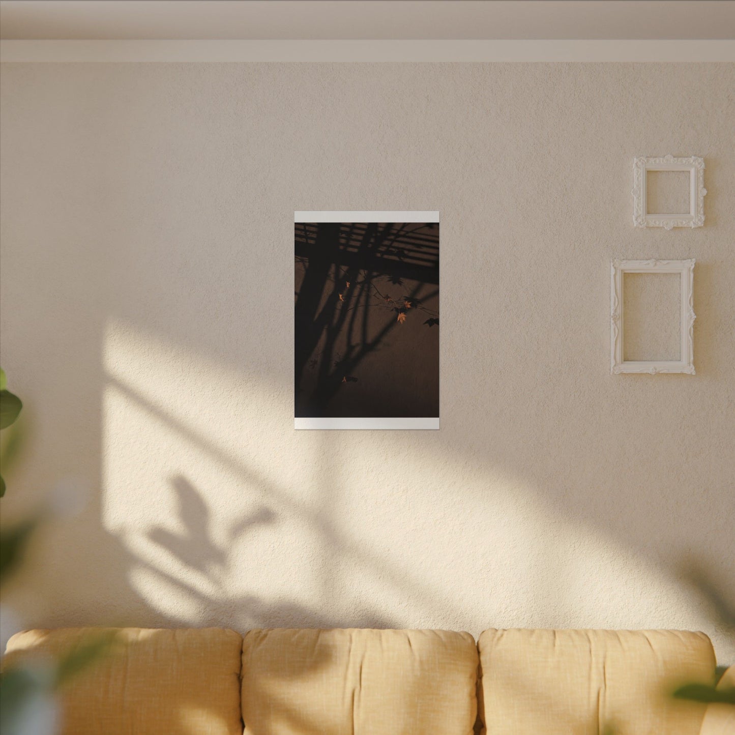 Shadow Play Autumn Canvas Art | Dark Japandi Luxurious Design
