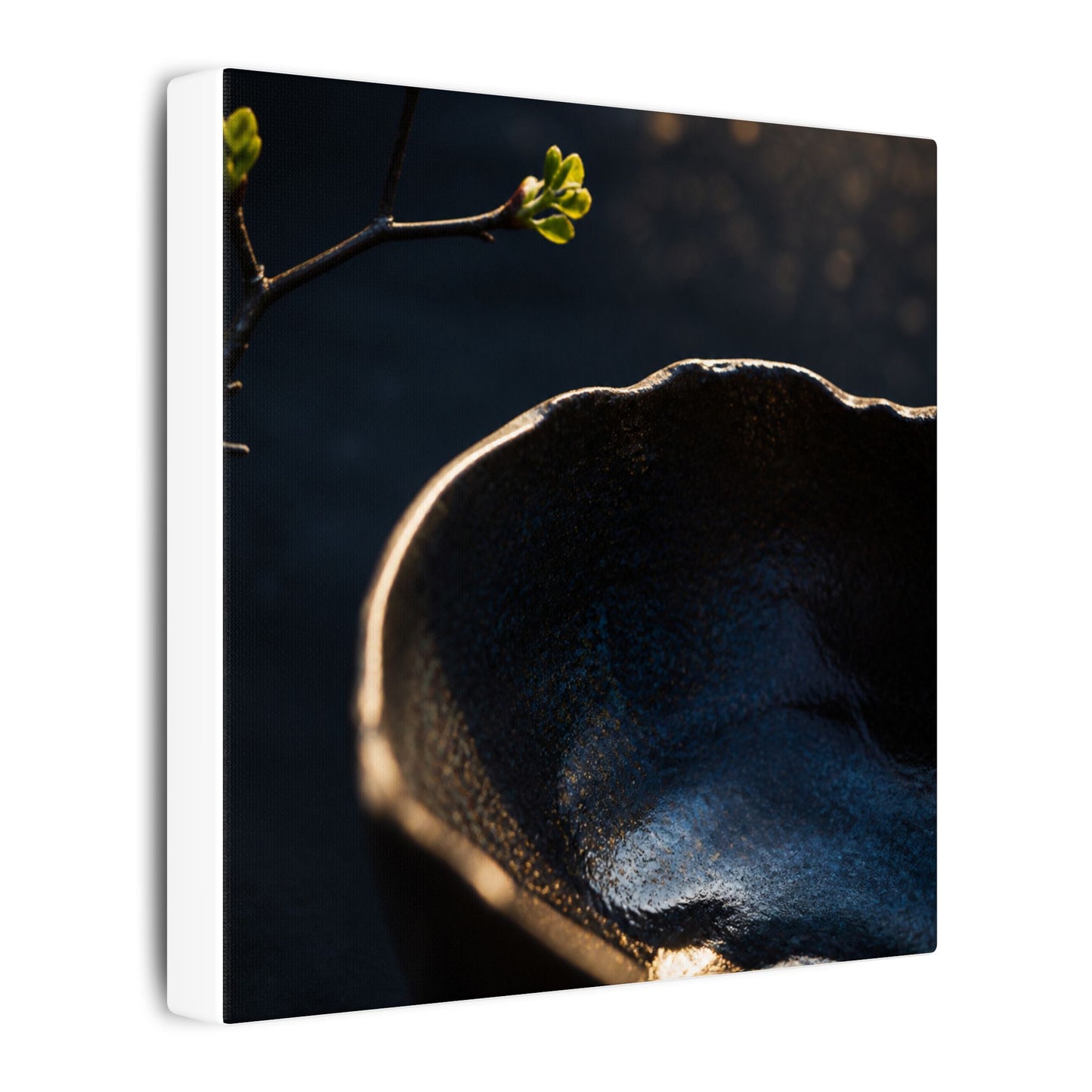 Ma Ceramic Bowl Canvas Art - Dark Japandi Shadow Zen