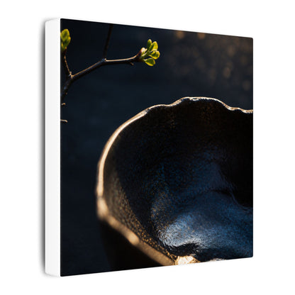 Ma Ceramic Bowl Canvas Art - Dark Japandi Shadow Zen