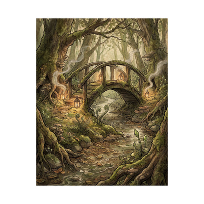 Spring Wooden Bridge Forest Whimsy Wall Art Print | Rustic Decor