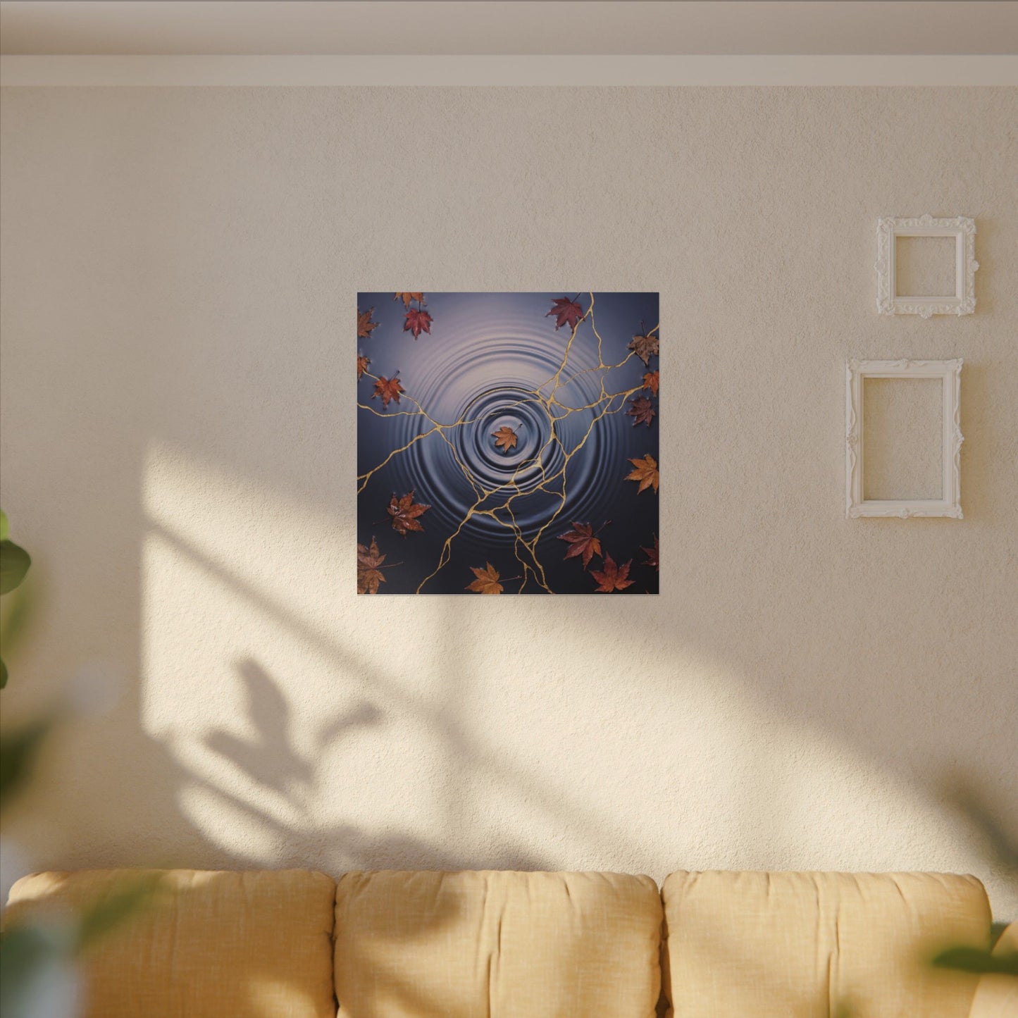 Kintsugi Water Ripple in Dawn | Gold Vein Canvas Art