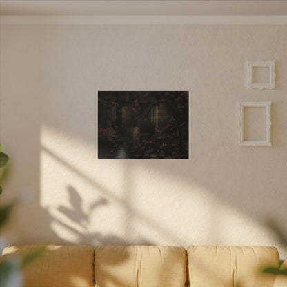 Moonlight Moonlit Garden Canvas Art - Dark Japandi Shibui