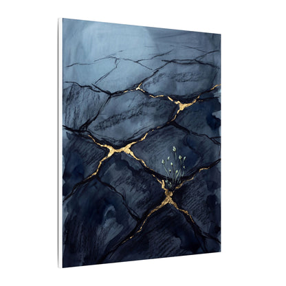 Mono No Aware Cracked Earth Canvas Art - Dark Japandi Charcoal Ink
