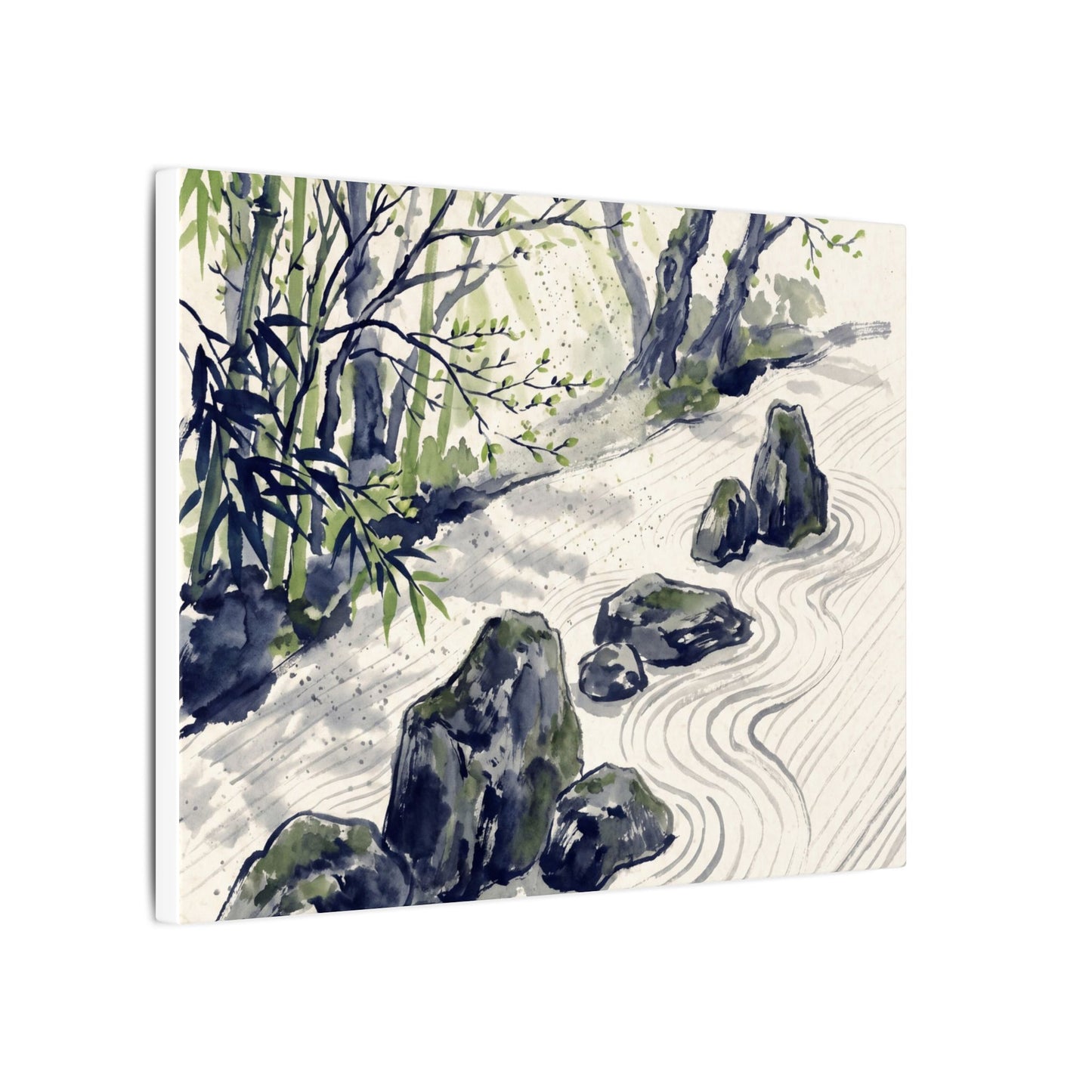 Dappled Rock Garden Canvas Art - Zen Mono No Aware