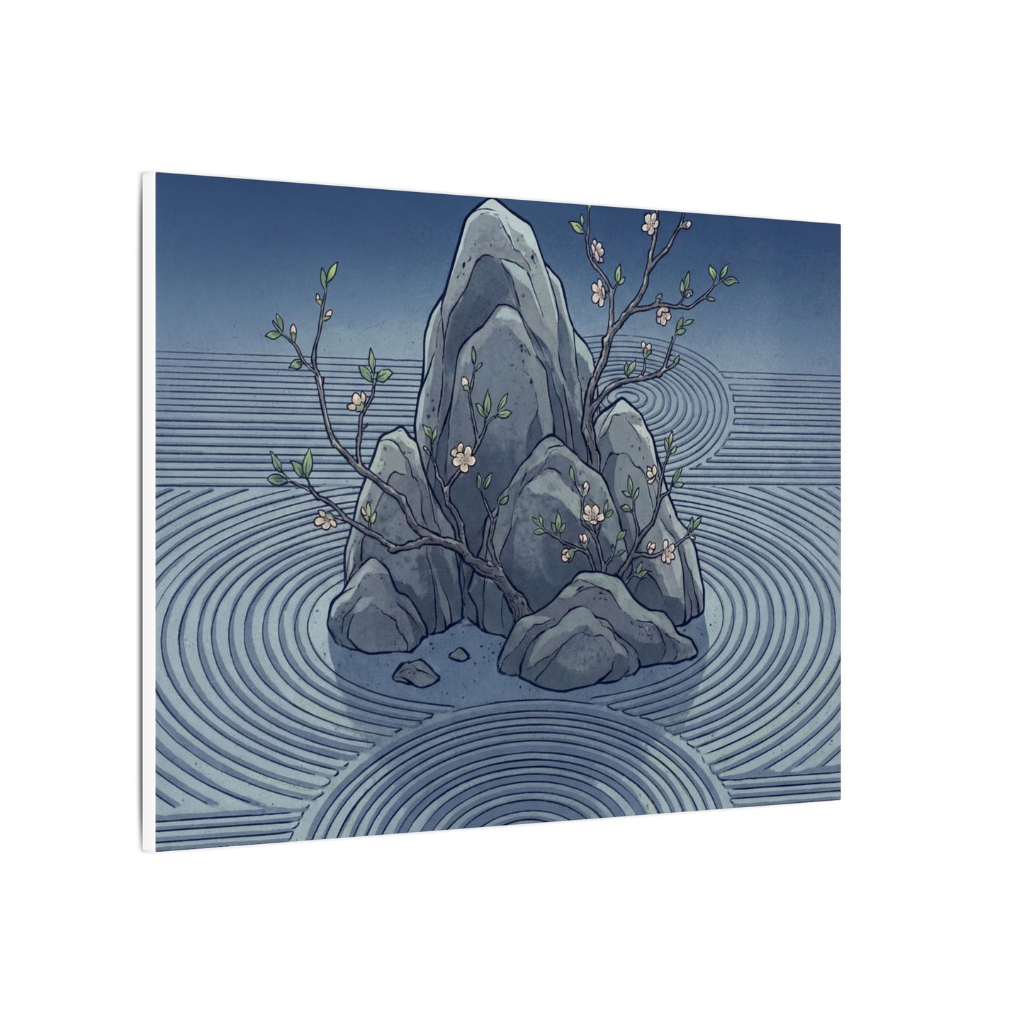 Spring Rock Garden Ukiyo E Inspired Canvas Art | Tranquil Decor