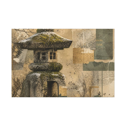 Elegant Stone Lantern Canvas Art - Texture Japandi
