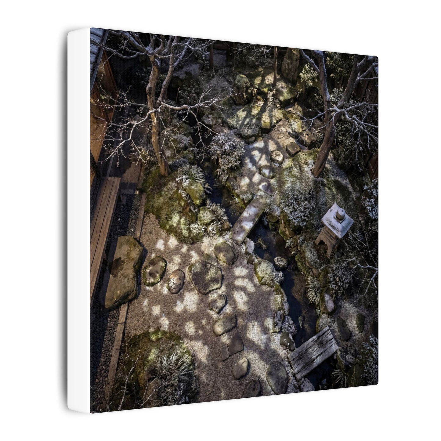 Moonlit Garden Japanese Pattern Canvas Art | Elegant Japandi Art