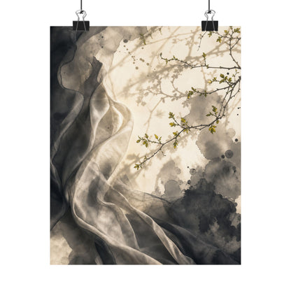 Silk Drape Spring Wall Art Print | Japandi Earthy Design