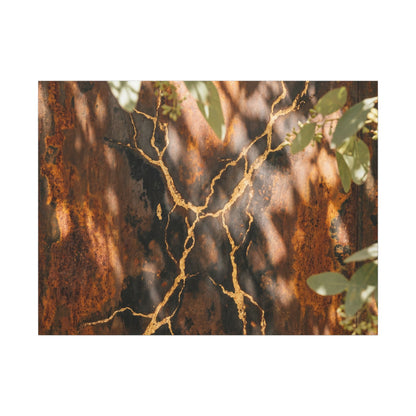 Kanso Rust Patina Canvas Art - Kintsugi Gold Vein