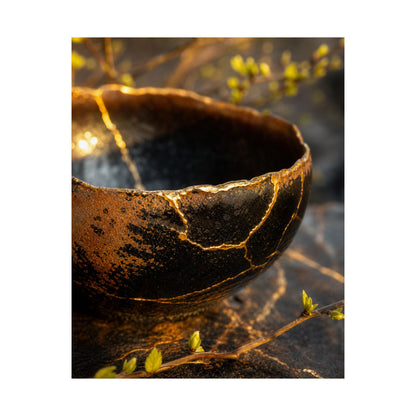 Shibui Ceramic Bowl Wall Art Print - Kintsugi Gold Vein