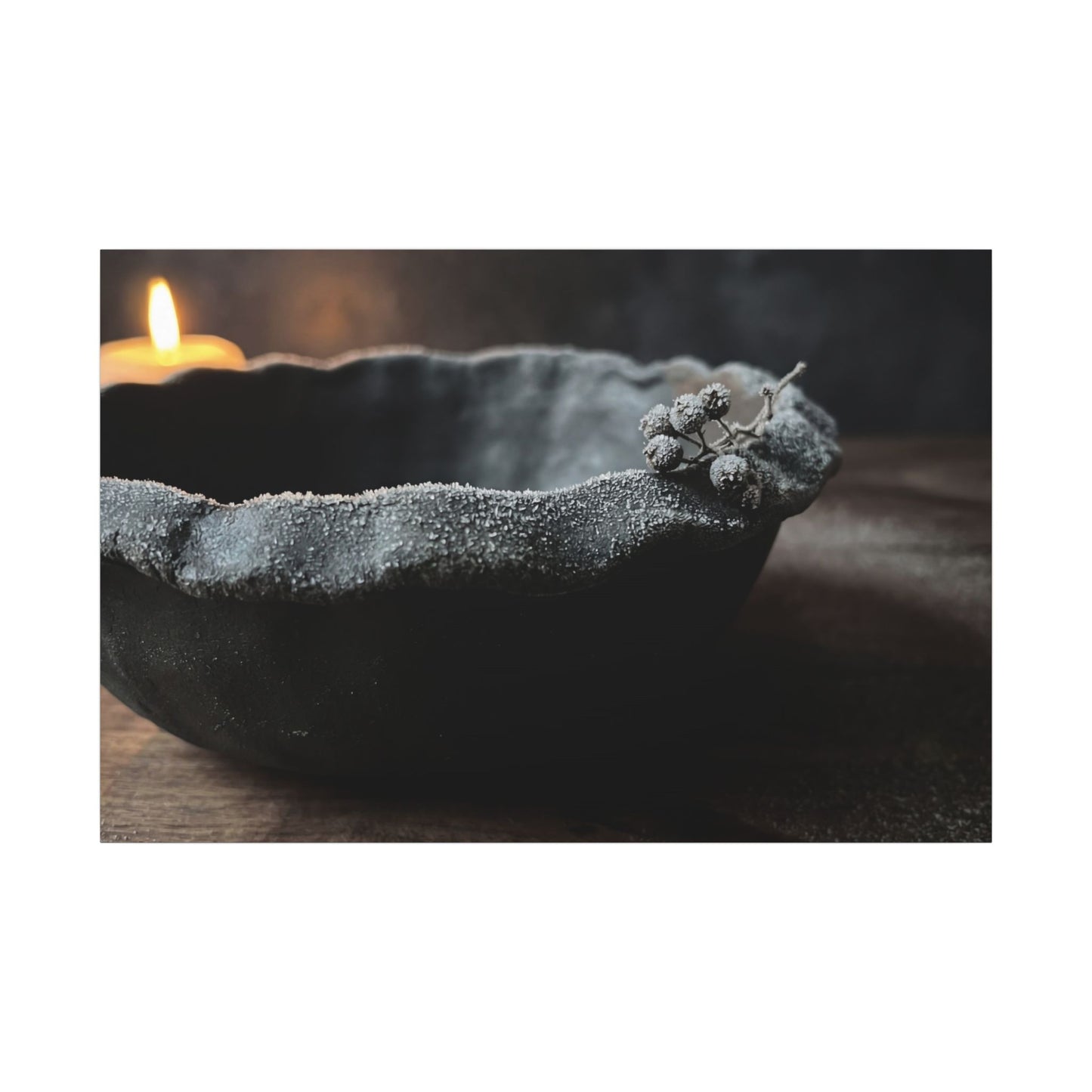 Ceramic Bowl Canvas Art | Winter Dark Japandi Shadow Zen Art Art Print