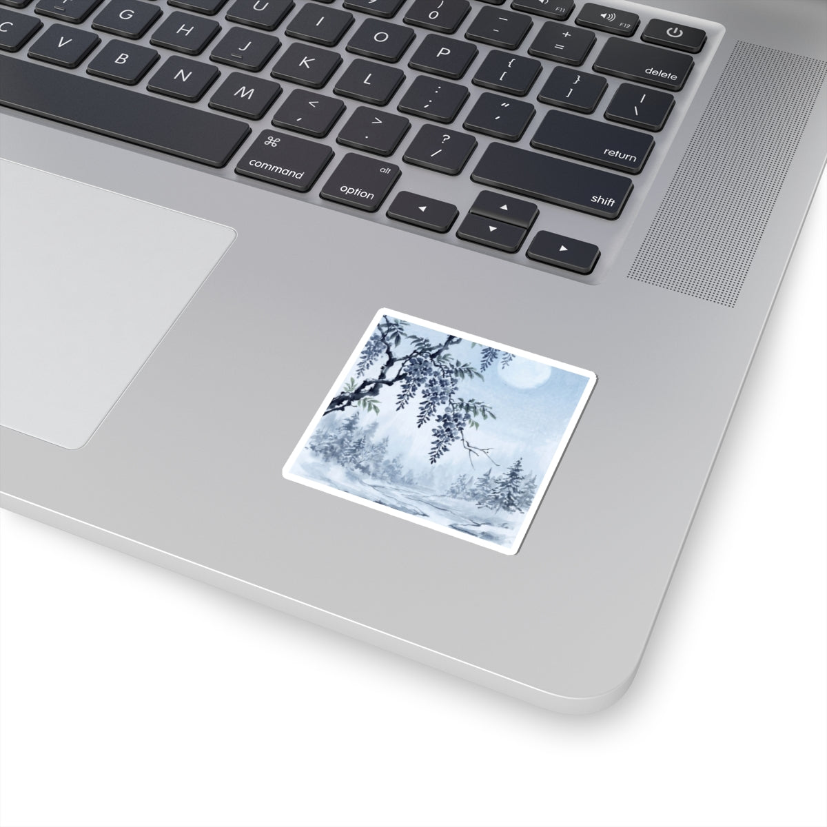 Zen Wisteria in Moonlight | Sumi E Sticker
