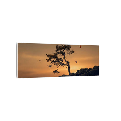 Dark Japandi Pine Tree in Golden Hour | Moody Minimal Canvas Art
