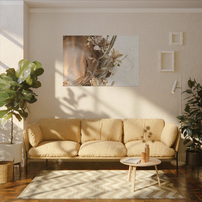 Dried Flowers Japanese Pattern Canvas Art | Neutral Japandi Art